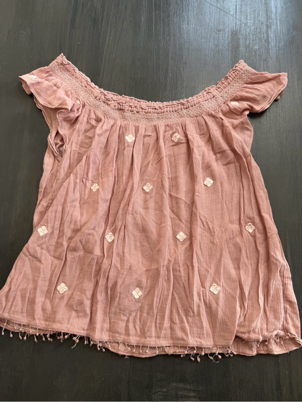 American Eagle Outfitters Boho Embroidered Peasant Blouse Top M Pink